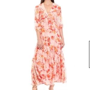 Maison Tara Dress, tiered, floral, ,  size 14. 3/4 sleeves